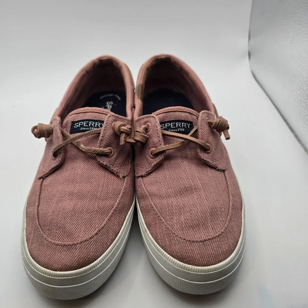 Sperry Top Sider Boat Shoes Womens Size 8.5 Salmon Pink Canvas